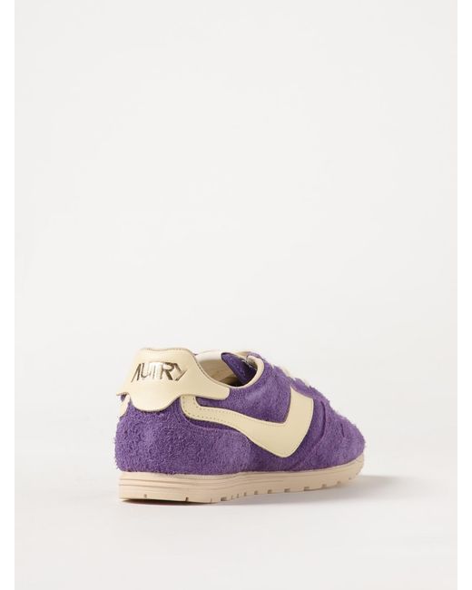 Autry Purple Comfortable And Stylish Suede Upper Low Top Shoes With Lace-Up Closure