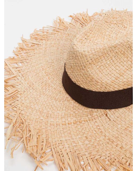 Twinset Natural Raffia Hat With Fringed Edges
