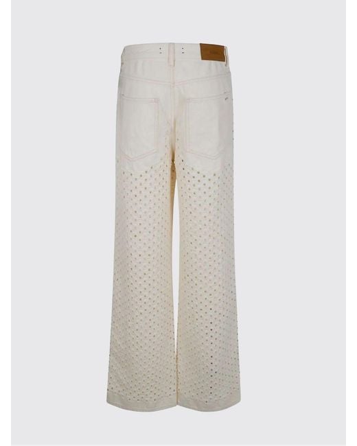 Vaqueros De Pierna Ancha En Denim De Algodón Con Inserciones Perforadas Amiri de color Natural