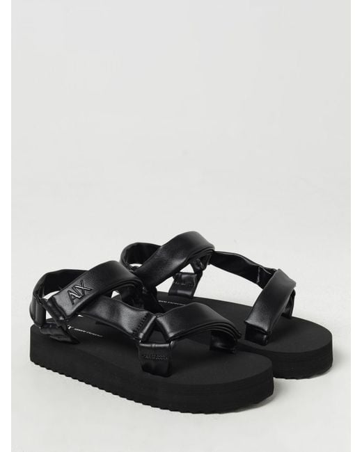 Armani Exchange Black Flat Sandals