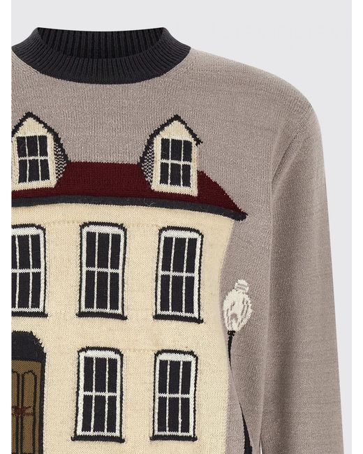 Junya Watanabe Gray Graphic Print Silk And Wool Blend Crew-Neck Sweater for men