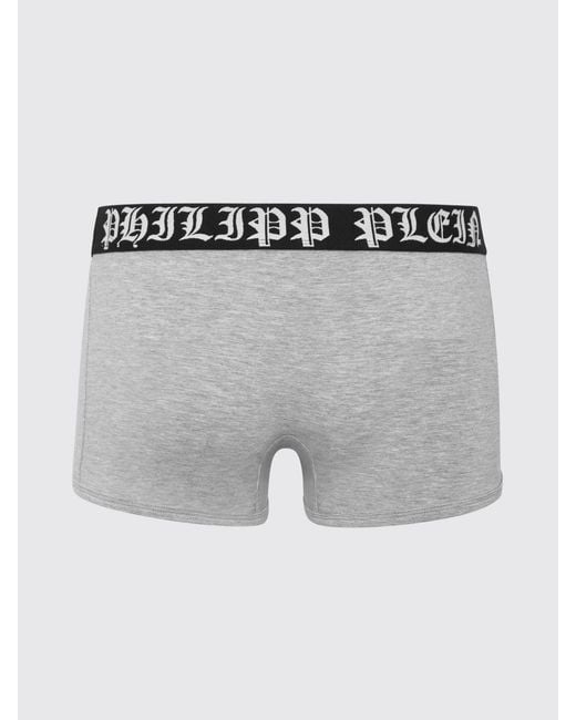 Philipp Plein Gray Stretch Cotton Blend Boxers for men
