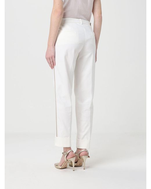 Mason's White Cotton Blend Straight Trousers
