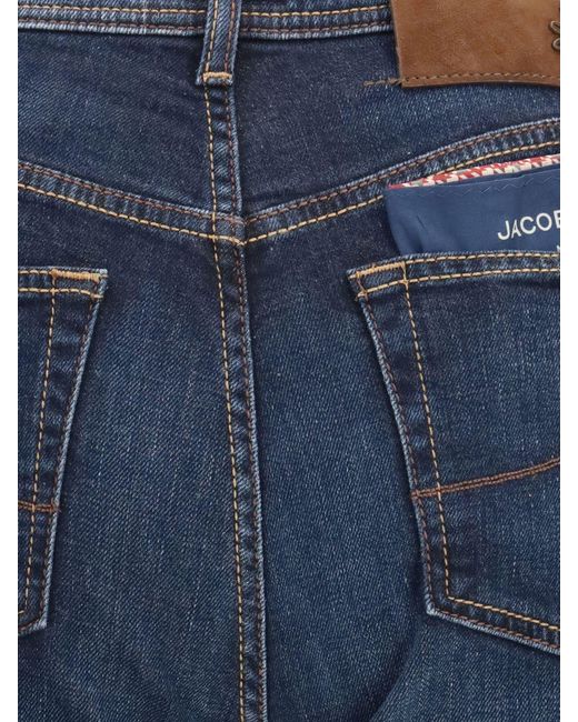 Jacob Cohen Blue Edo Regular-Fit Mid-Rise Cotton- Jeans for men