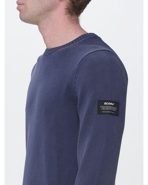 Ecoalf Blue Recycled Cotton Crew Neck Pullover for men