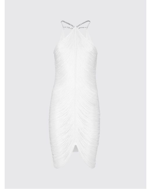 Philipp Plein White Mini Dress With Fringes
