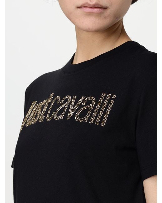 Just Cavalli Black Embellished Logo Tshirt