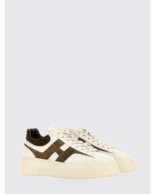Hogan Natural H-Stripes Leather And Suede Sneakers With H Logo And Platform Sole for men