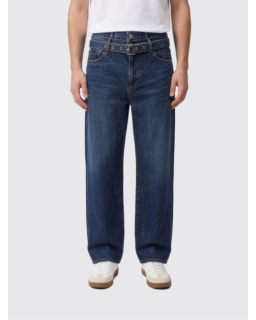 Sacai Blue Cotton Denim Straight Jeans for men