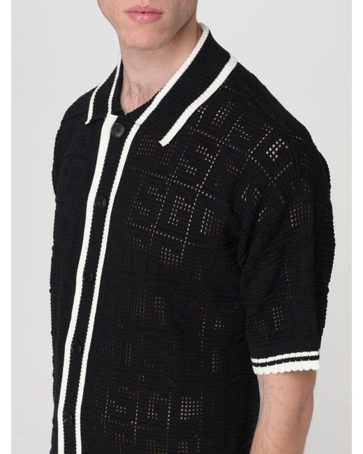 Camicia in cotone crochet con logo jacquard di Gcds in Black da Uomo