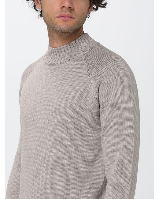 Zanone Gray 100% Merino Wool Mock Neck Jumper With Ribbed Trims for men