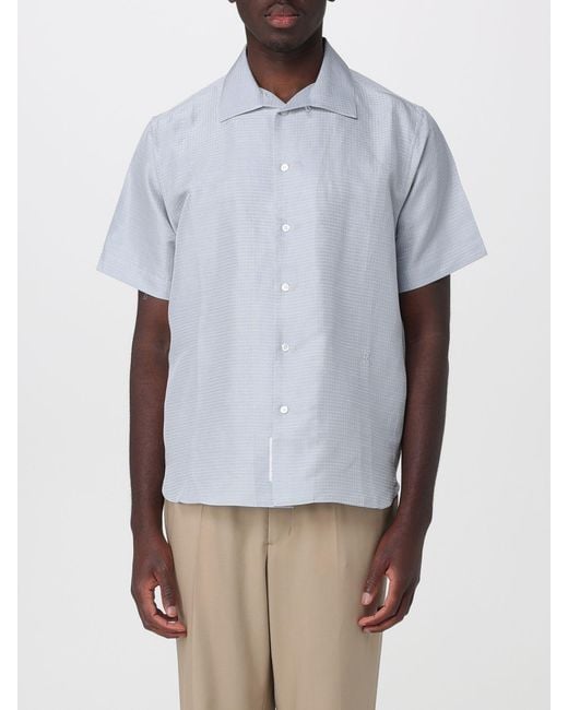RANRA Gray Short-Sleeved Cotton-Blend Bowling Shirt With French Collar for men
