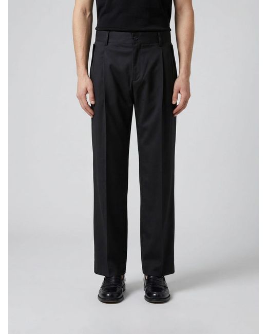 Dolce & Gabbana Black Dolce &Amp Gabbana Cotton Gabardine Tailored Trousers for men