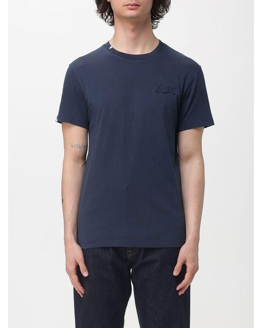 Sun 68 Blue Basic Cotton T-Shirt for men