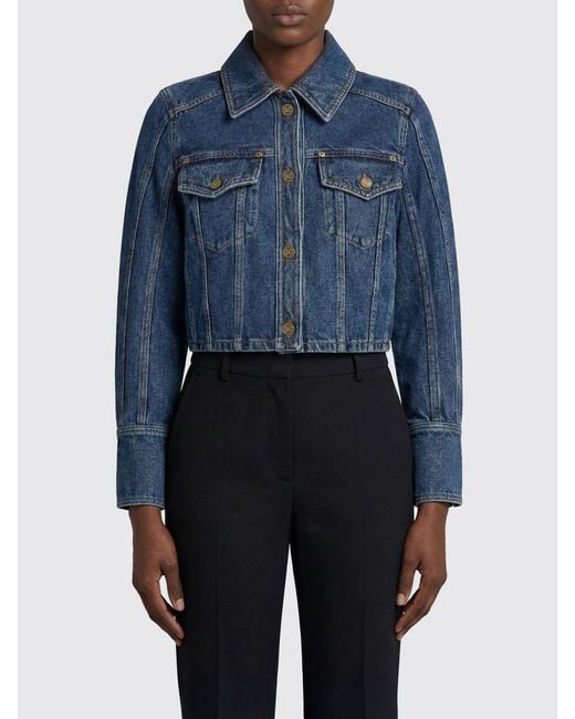 Balmain Blue Crop Denim Jacket