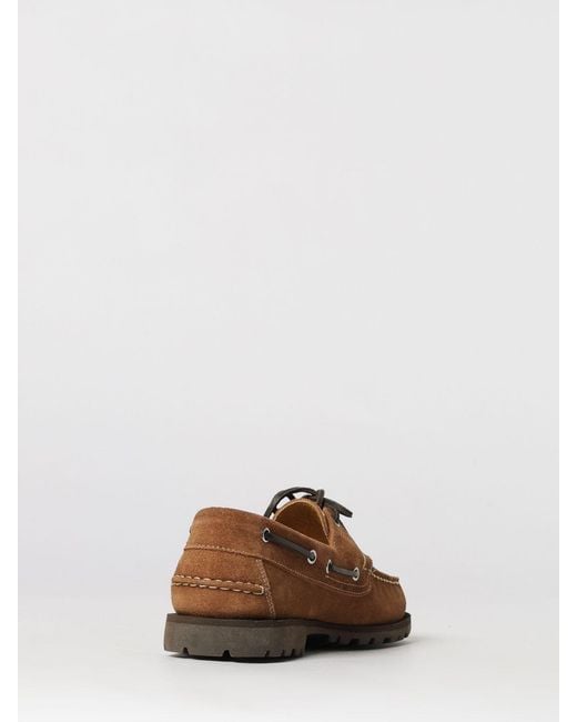 Paraboot Brown Malo Suede Boat Shoes With Serrated Sole for men