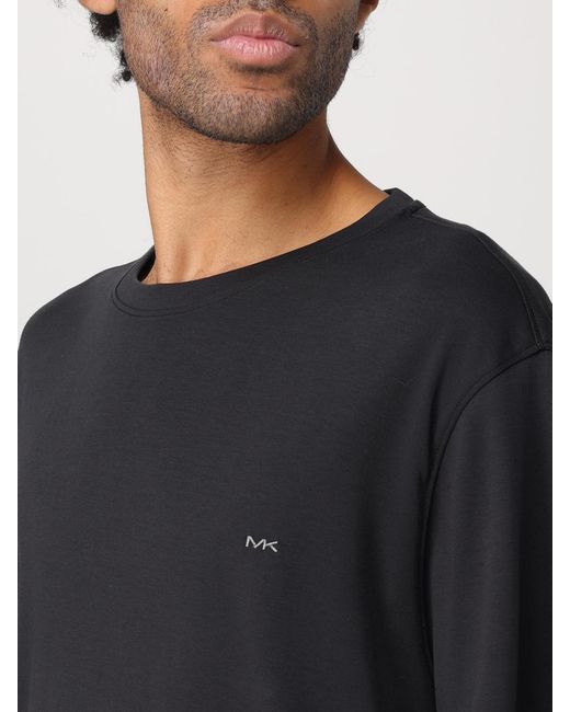 Michael Kors Black Cotton T-Shirt With Embroidered Logo for men