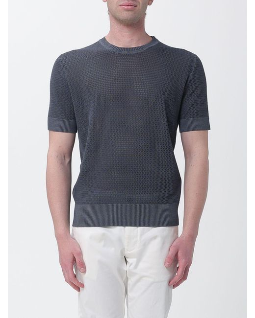 Kangra Blue Cotton Crew Neck Pullover for men