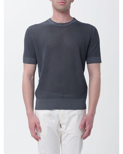 Kangra Blue Cotton Crew Neck Pullover for men
