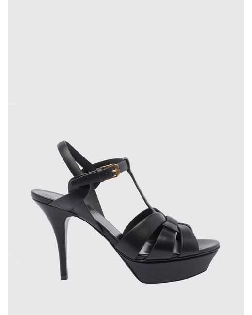Saint Laurent Black Tribute Leather Sandals