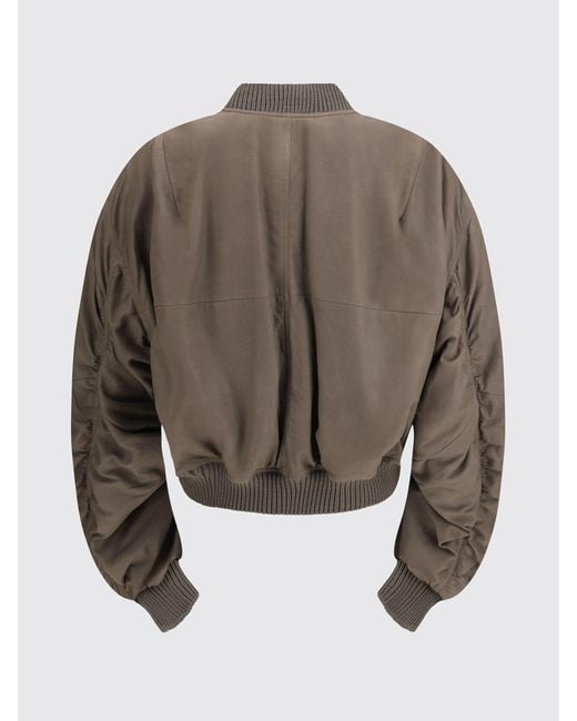 Rick Owens Gray Leather Bomber Jacket for men