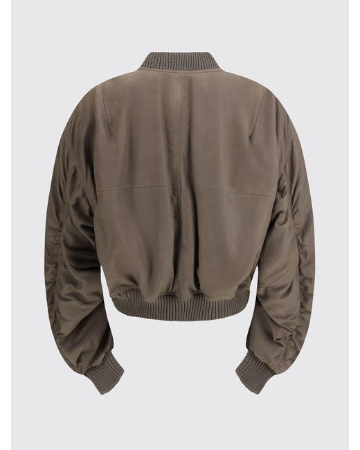 Rick Owens Gray Leather Bomber Jacket for men