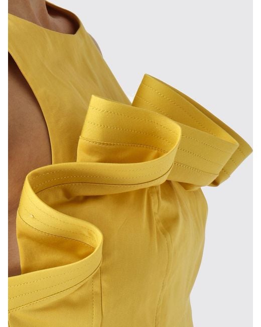 Elisabetta Franchi Blue Cotton Crop Top With Ruffles