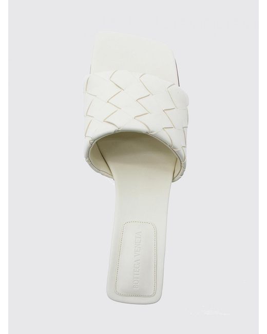 Bottega Veneta White Parco Woven Leather Mules
