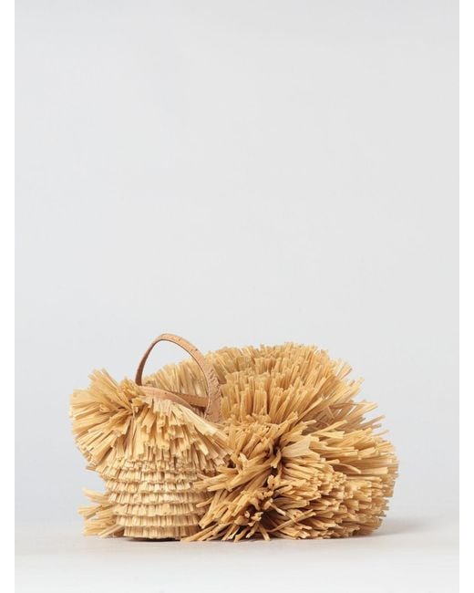 Moschino Couture Natural Raffia And Cork Sandal