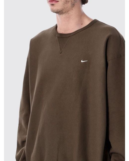 Nike Brown Solo Swoosh Cotton Blend Crewneck Sweatshirt for men