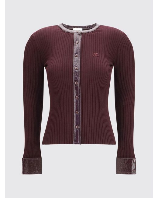 Courreges Purple CourrÈ Ges Slim Fit Ribbed Jersey Crewneck Cardigan