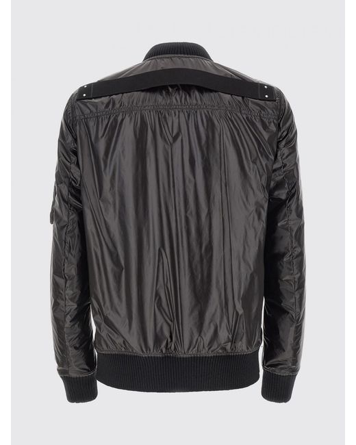 Rick Owens Black Shiny Crinkled Nylon Bomber Jacket for men