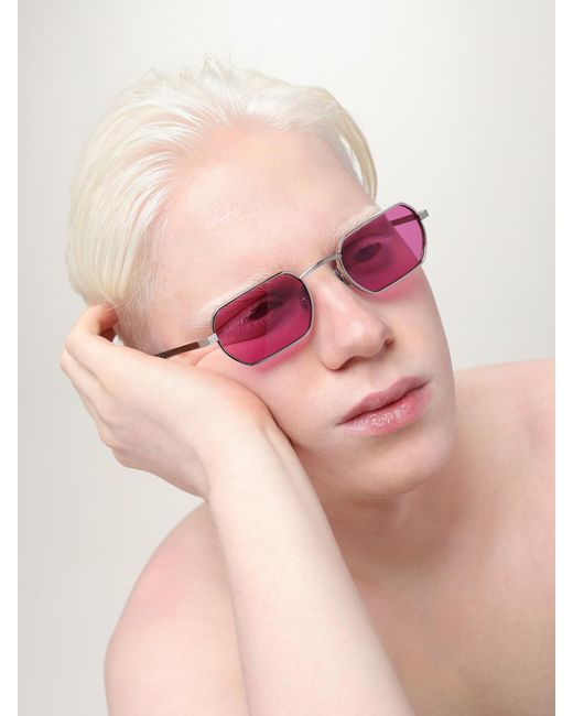 Moscot Pink Metal Sunglasses for men