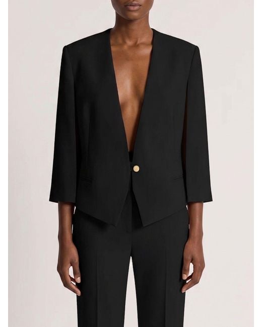 Alberta Ferretti Black Single-Breasted Viscose Blazer With Asymmetric Hem