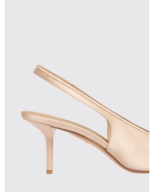Max Mara Natural Airone Satin Slingback Pumps With Medium Stiletto Heel