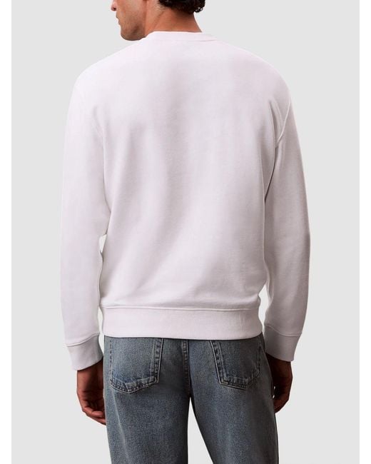 Calvin Klein White Cotton Crewneck Sweatshirt for men