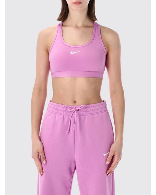 Nike Purple Swoosh Stretch Technical Fabric Cropped Top