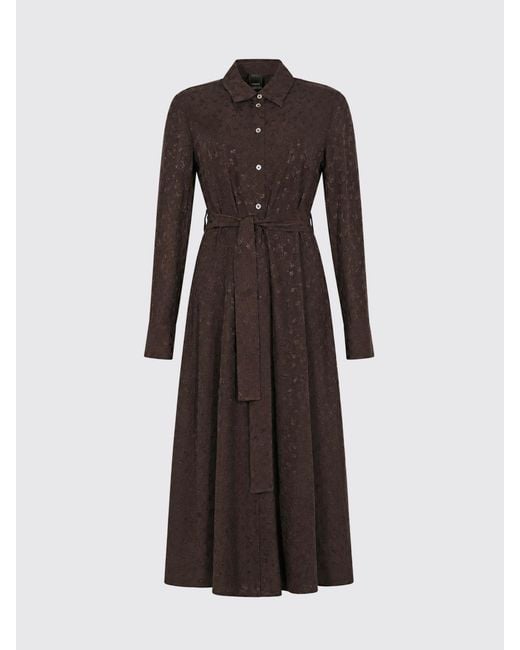 Pinko Brown Floral Print Midi Shirtdress