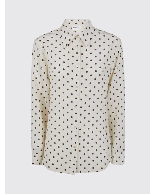 P.A.R.O.S.H. Natural Polka Dot Print Long-Sleeved Silk Shirt P.A.R.O.S.H