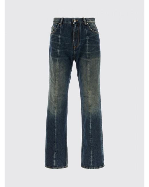 Versace Blue Used Denim Straight Jeans for men