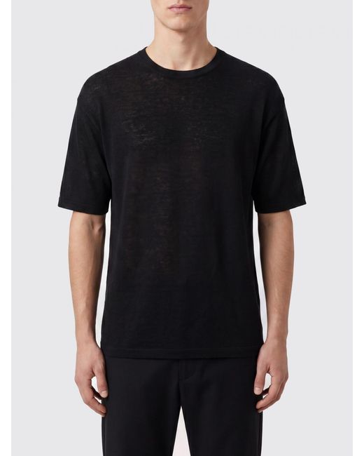 Roberto Collina Black Linen T-Shirt for men