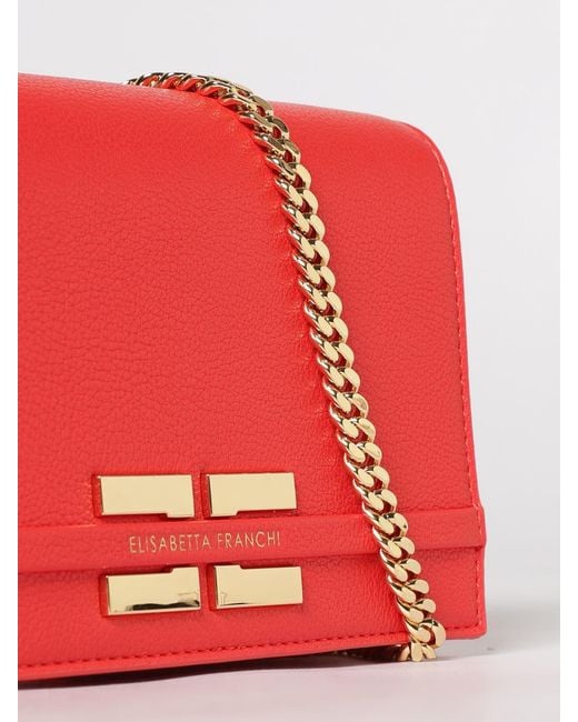 Elisabetta Franchi Red Grained Faux Leather Bag
