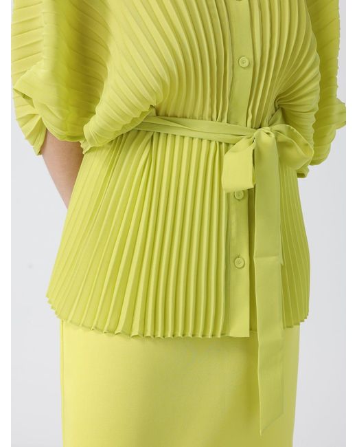 Twinset Yellow Pleated Crêpe Shirt