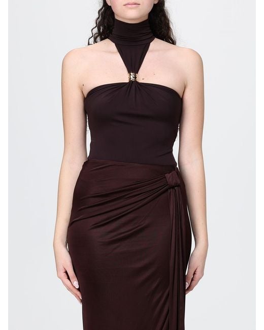 Elisabetta Franchi Black Cut-Out Viscose Bodysuit Top