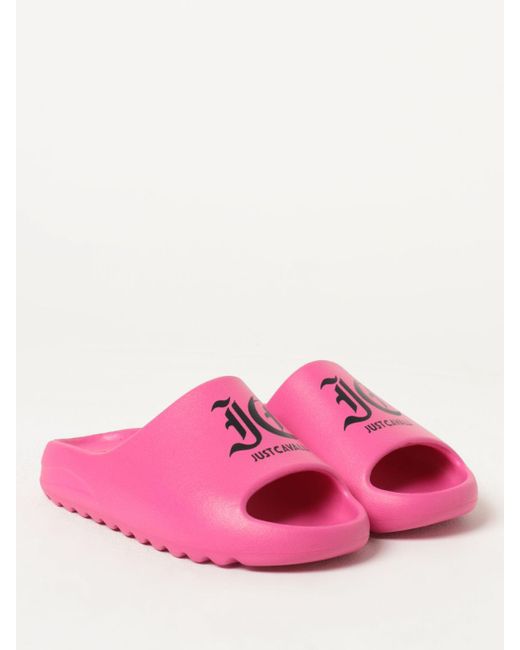 Sliders in gomma con logo di Just Cavalli in Pink