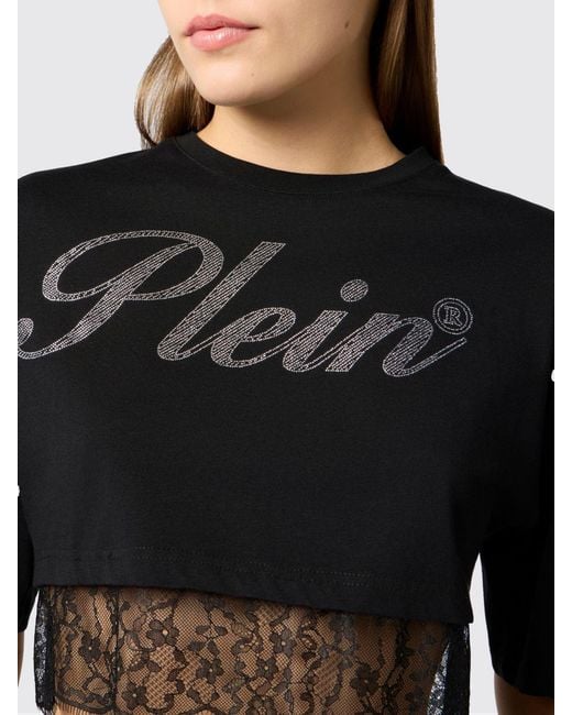 Philipp Plein Black Cotton Crew-Neck T-Shirt With Logo