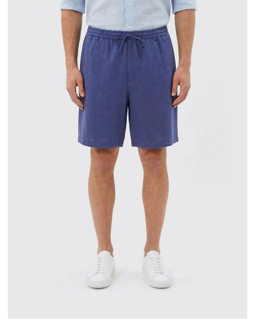 Emporio Armani Blue Linen Shorts for men