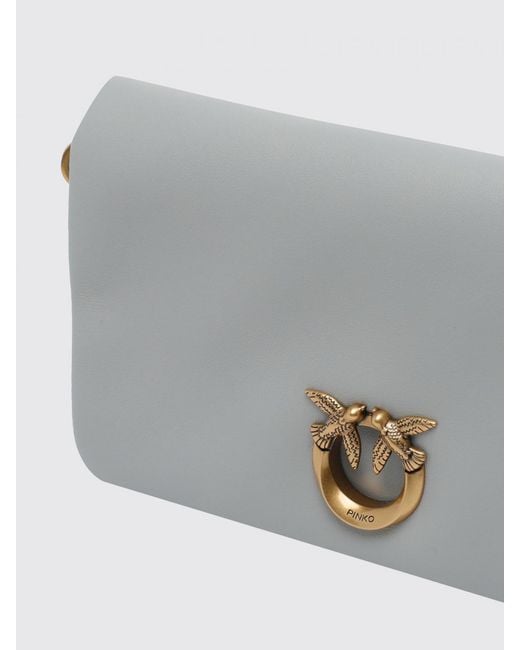 Pinko Gray Love Bag Click Horizzontal Classic Leather Bag