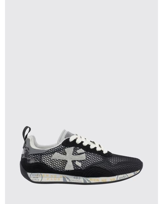 Premiata White Mesh And Leather Runsead Sneakers