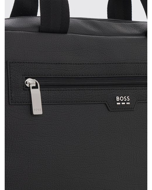 Boss Black Leather Briefcase for men
